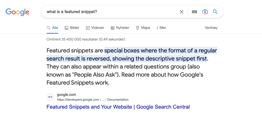 Featured snippet
